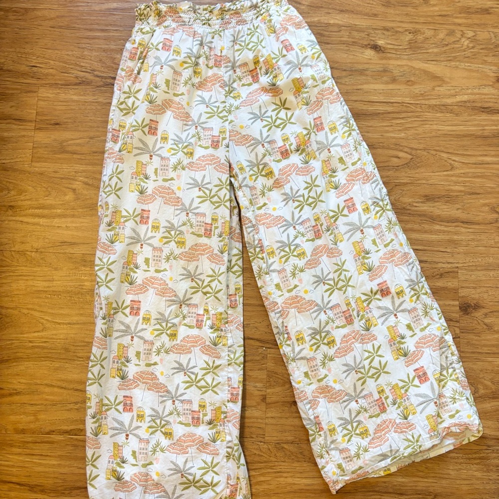 Janie and Jack Girls Tropical Print Wide Leg Pants - Size 12
